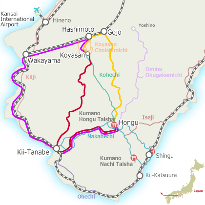 Koyasan and Hongu (Yunomine & Kawayu) Access