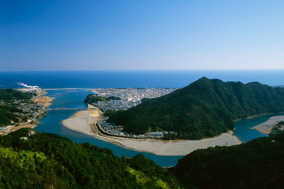 Shingu city at the mouth of the Kumano-gawa River