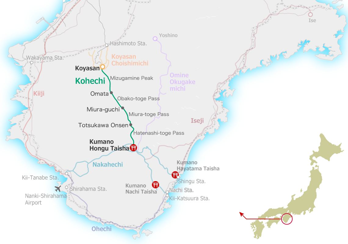 Kumanokodo Kohechi Routemap