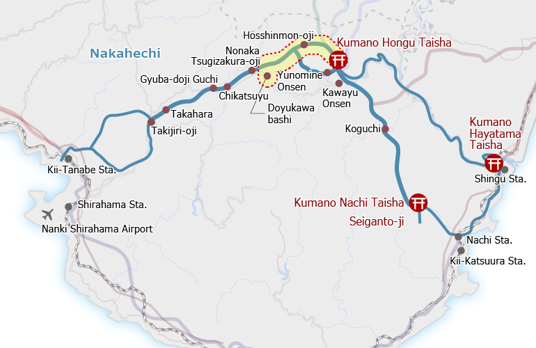 Kumano Kodo Pilgrimage Route Nakahechi Doyukawa-bashi to Kumano Hongu Taisha