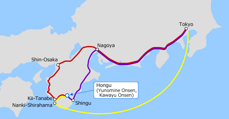 東京和本宮（湯峰溫泉和川湯溫泉）之間的交通方式