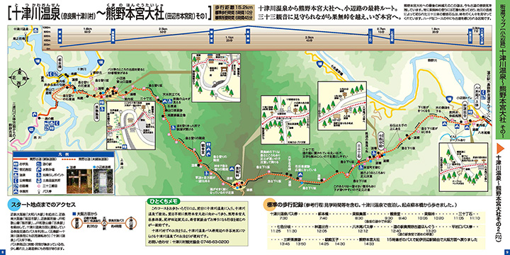 十津川温泉～果無峠～八木尾バス停 ウォークマップ