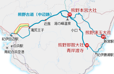 潮見峠越コースの位置